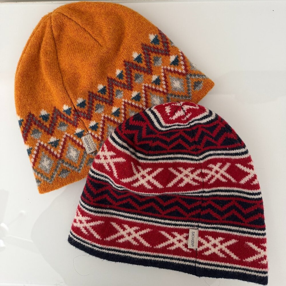 Skhoop Knit Beanie Hat - Red Fair Isle